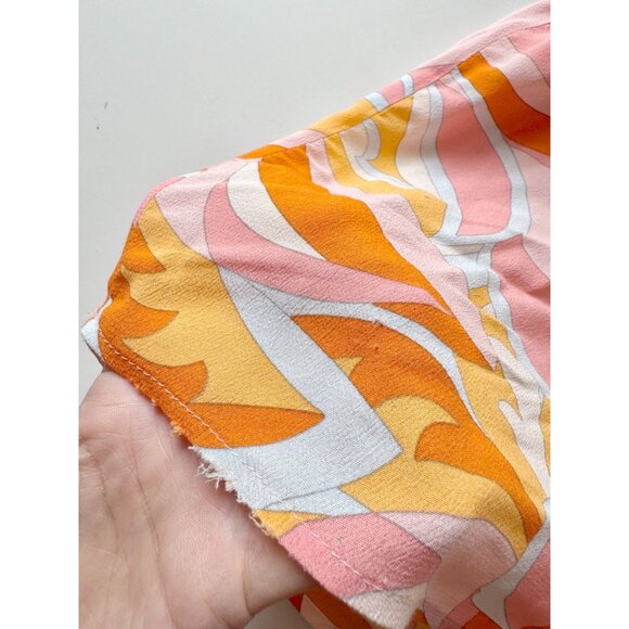 MANGO Orange Pink Abstract Scarf Printed Crepe Mini Shirt Dress, Size 4 - Picture 11 of 15